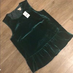 BNWT J.Crew Crushed Velvet Peplum Top